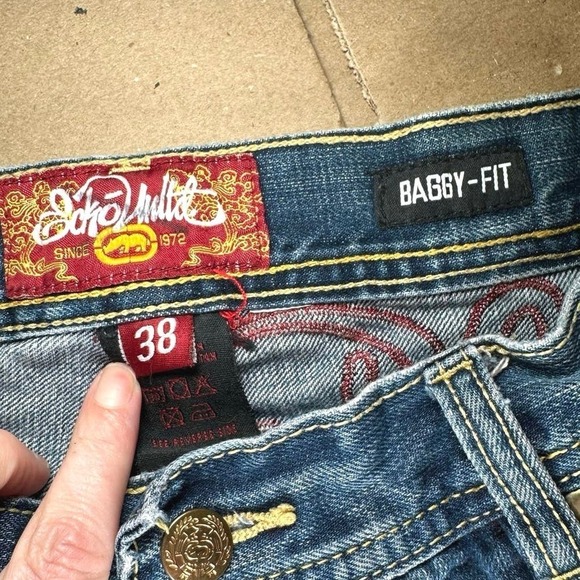 Vtg Ecko Unltd Jeans Mens 38 Embroidered Dragon Hip Hop Baggy Skater Grunge Y2K - Picture 9 of 10